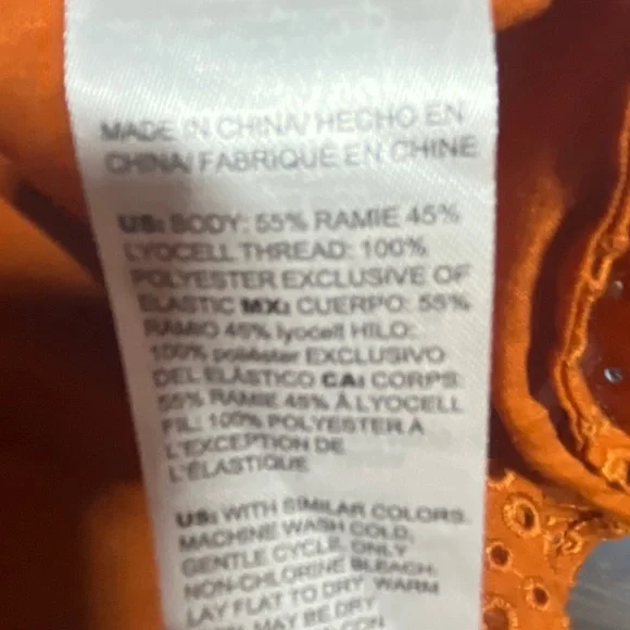 Chico's Vibrant Orange Cutwork Blouse Size L - Picture 11 of 12